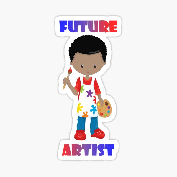 Little Black Boy Painting - Future Artist Sticker