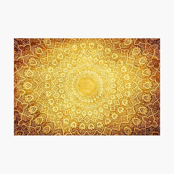 Tazhib (Persian design), Textile, Golden pattern Photographic Print
