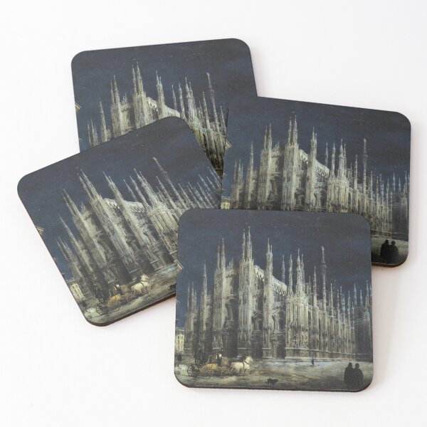Item preview, Nocturne of Piazza del Duomo in Milan (19th century) - Angelo Inganni designed and sold by SALON DES ARTS.