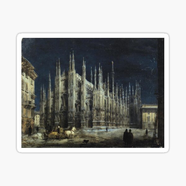 Item preview, Nocturne of Piazza del Duomo in Milan (19th century) - Angelo Inganni designed and sold by SALON DES ARTS.