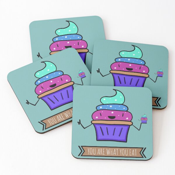 Item preview, Funny Cute Kawaii Cupcake Motivational Design - You Are What You Eat - Unicorn Colored Cupcake Frosting With Galaxy Star Sprinkles designed and sold by SteamParliament.