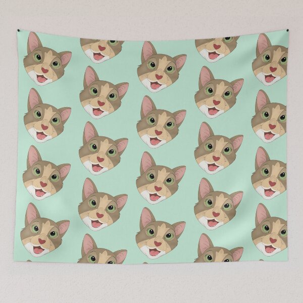Item preview, Cartoony American Shorthair Cat Head Illustration designed and sold by pawtraitdreams.