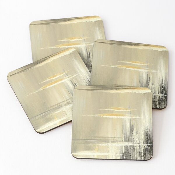  Gray and yellow painting Coasters (Set of 4)