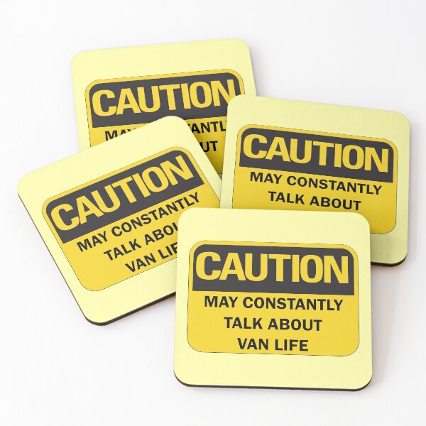 Item preview, Caution: may constantly talk about van life funny van lifer nomad saying with black typography (yellow and black warning mode) designed and sold by Deegital18.