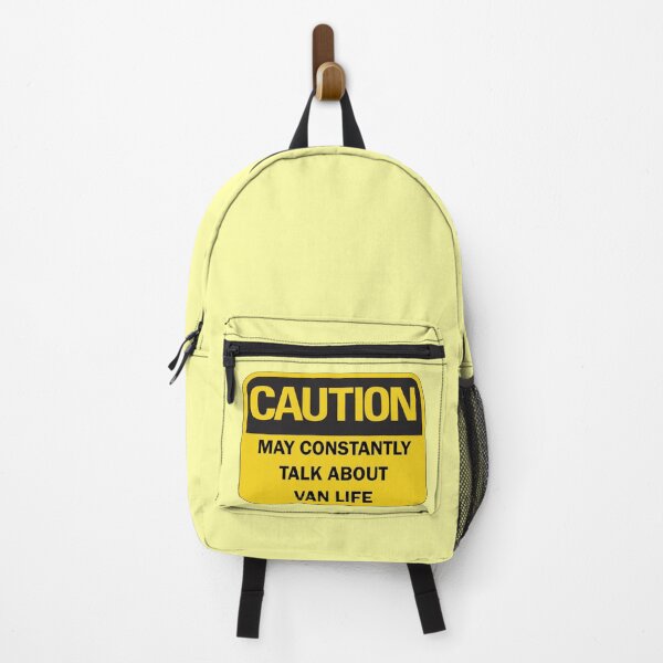 Item preview, Caution: may constantly talk about van life funny van lifer nomad saying with black typography (yellow and black warning mode) designed and sold by Deegital18.