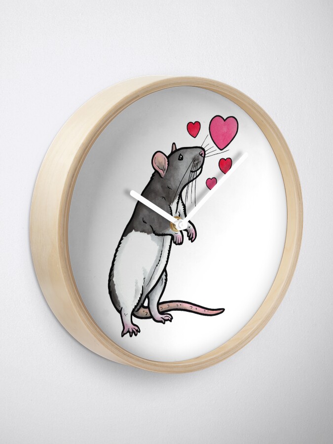 Alternate view of Hooded rat love (topear) Clock