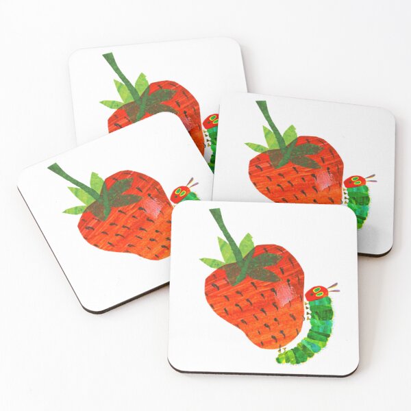 Leaf And The Very Hungry Caterpillar Ripe Strawberry Coasters (Set of 4)