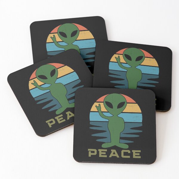 Item preview, Alien Retro Peace Hand Sign designed and sold by Windmill Wildflowers.