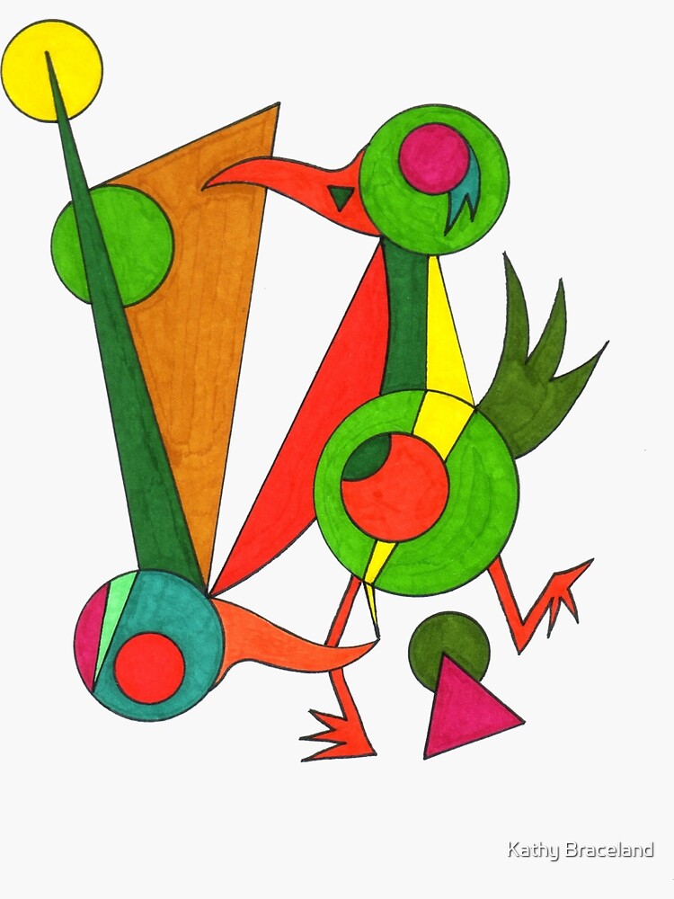 "Geometric Abstract Art Circles, Triangles, Chicken Dance" Sticker for Sale by kathybraceland