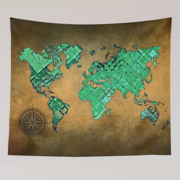 Item preview, world map art green brown #map #worldmap designed and sold by JBJart.