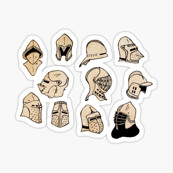 Medieval Helmets Chart (Parchment) Sticker