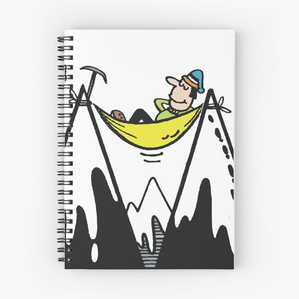 Item preview, Cartoon of mountain climber resting in hammock between peaks designed and sold by Al Benge - NZ & Australian Art.