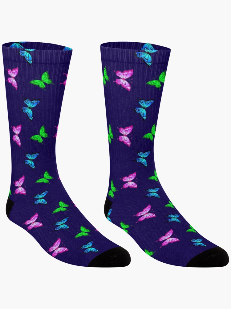 Thumbnail 3 of 5, Socks, Colorful Butterfly Pattern designed and sold by Rell1970.