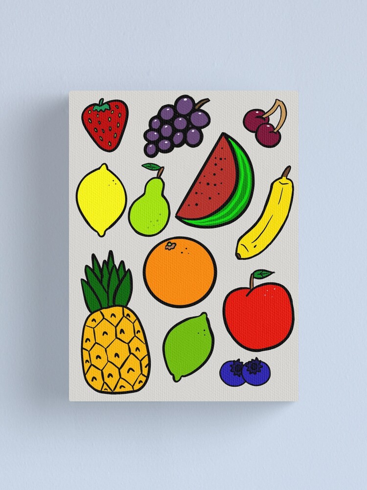 Thumbnail 1 of 3, Canvas Print, Assorted Fruity Pattern designed and sold by HallidayDesigns.