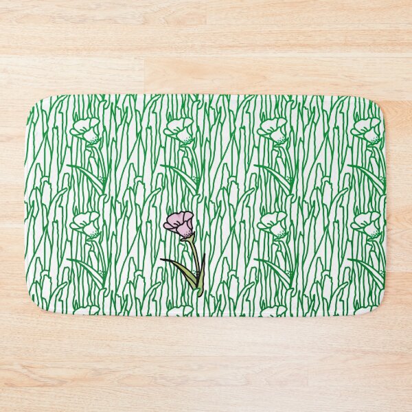 Item preview, Flowers in the grass - single pink flower in green grass - seamless pattern designed and sold by BrandNameNerd.