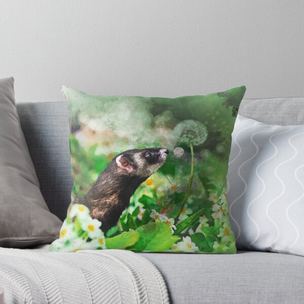 Item preview, Digital Watercolor Ferret Portrait designed and sold by PurpleBluesPets.