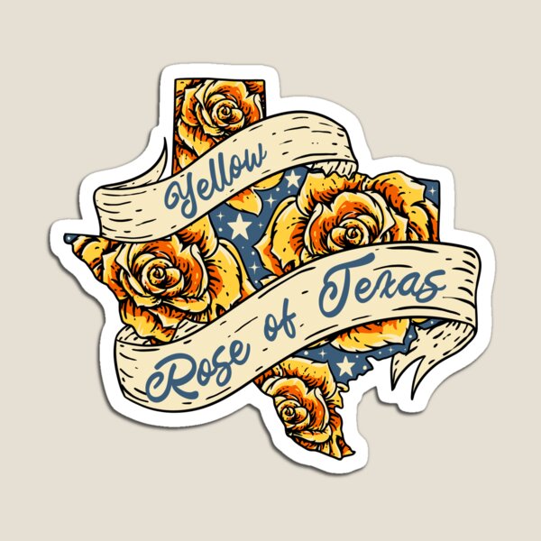 Yellow Rose of Texas - Vintage Texas Map covered in yellow roses | we're texas | we are texas Magnet