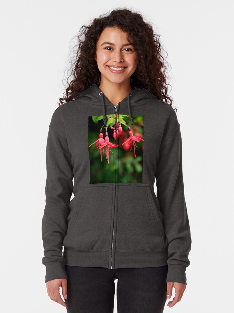 Alternate view of Fuchsia Hedge at Loch Na Fooey 3 Zipped Hoodie