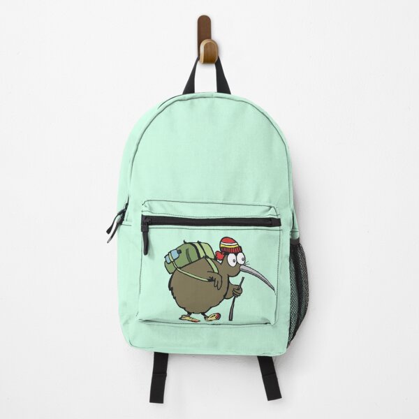 Item preview, Cartoon of cute kiwi bird hiker carrying back pack designed and sold by Al Benge - NZ & Australian Art.