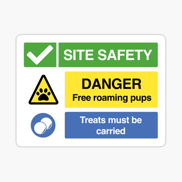 Danger: Free Roaming Pups Sticker