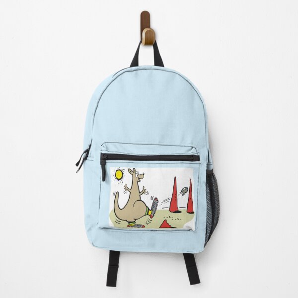 Item preview, Cute cartoon kangaroo kicking football in Australian outback designed and sold by Al Benge - NZ & Australian Art.