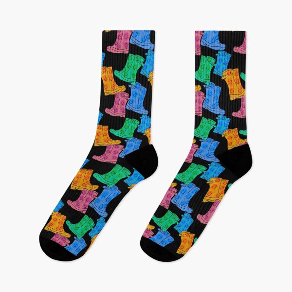 Item preview, Colourful Happy Rain Boots designed and sold by willowsbunnies.