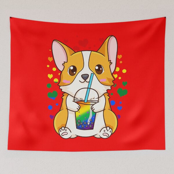 Item preview, Boba Tea Bubble Tea Cute Kawaii Corgi Rainbow Pride Gift print designed and sold by No Limits T-Shirts.