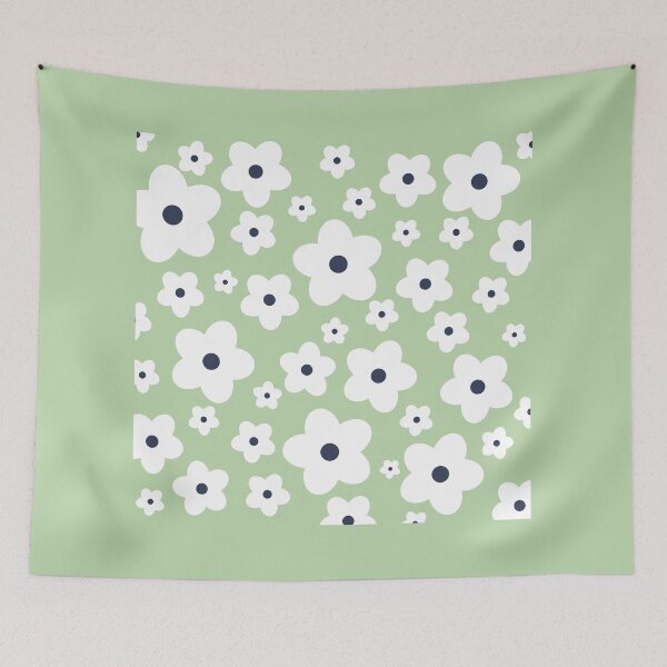 Item preview, White and Blue Daisy Flower Pattern designed and sold by fabibar.