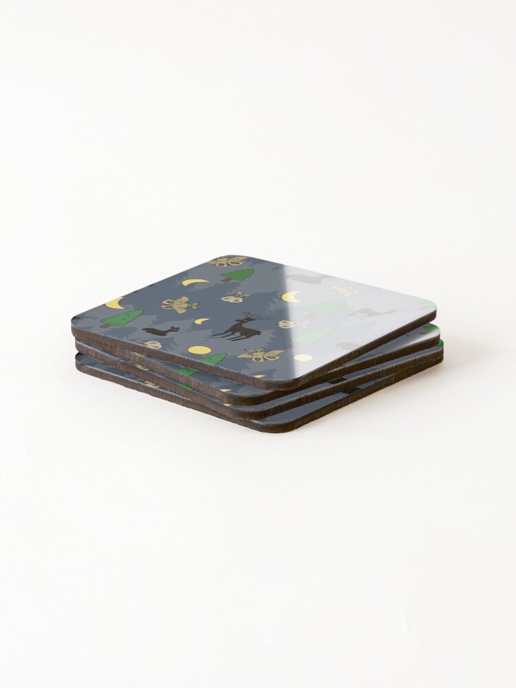Thumbnail 4 of 5, Coasters (Set of 4), Cryptid forest pattern designed and sold by InkblottScott.