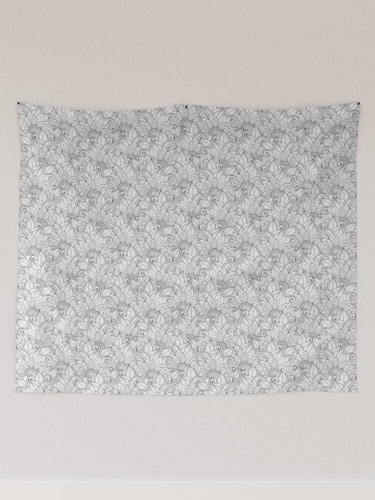 Non Colored Pattern with Floral Motifs Tapestry for Sale by lissantee