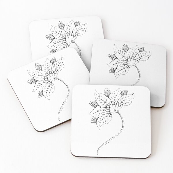 Item preview, Ink drawing - graceful, fanciful Renaissance flower designed and sold by TimeLady's Closet.