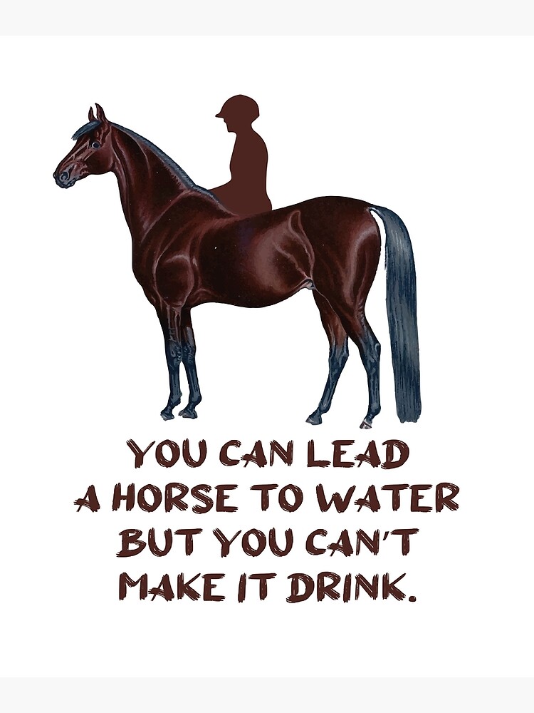 "You can lead a horse to water but you can’t make it drink." Poster for