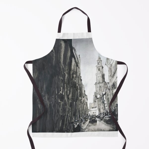 Item preview, Church rising above buildings of Amsterdam, Netherlands. Monochromatic black white artwork Amsterdam designed and sold by rfoxphoto.