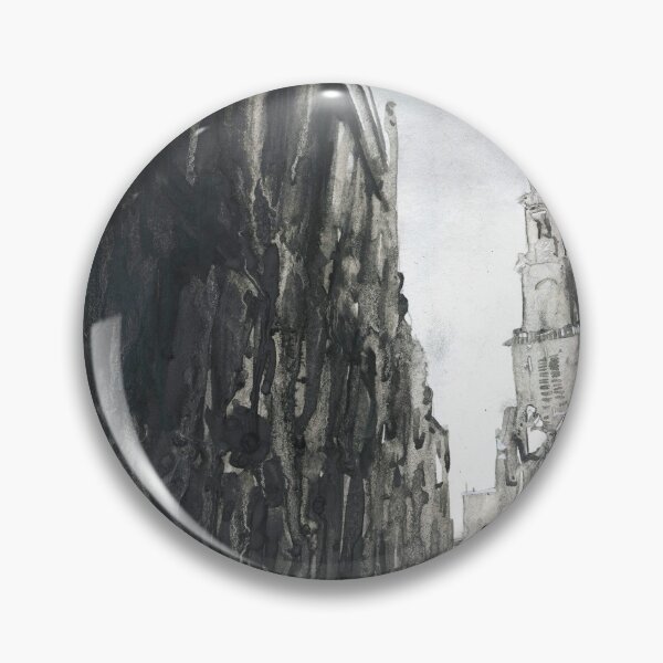 Item preview, Church rising above buildings of Amsterdam, Netherlands.  Monochromatic black white artwork Amsterdam  designed and sold by rfoxphoto.