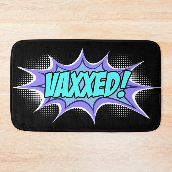 Item preview, VAXXED! in comic book call-out (turquoise, blue, purple, white) designed and sold by Ofeefee.