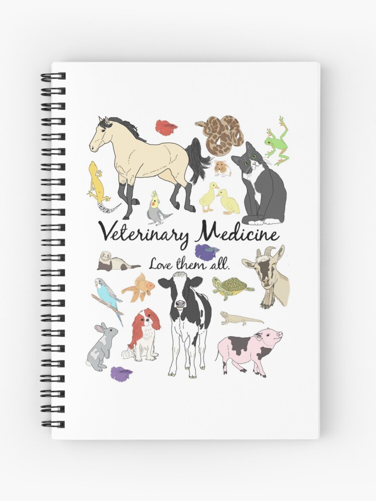 Cuaderno de espiral «Medicina veterinaria: los amo a todos» de Vet-Obsess | Redbubble