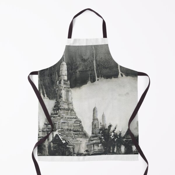 Item preview, Wat Arun temple in Bangkok, Thailand.  Monochromatic art of Wat Arun Thailand temple artwork Bangkok city designed and sold by rfoxphoto.