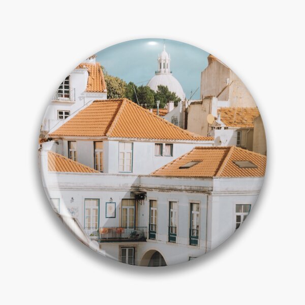 Item preview, Colorful red and white citycape of Lisbon designed and sold by TravelDrone.