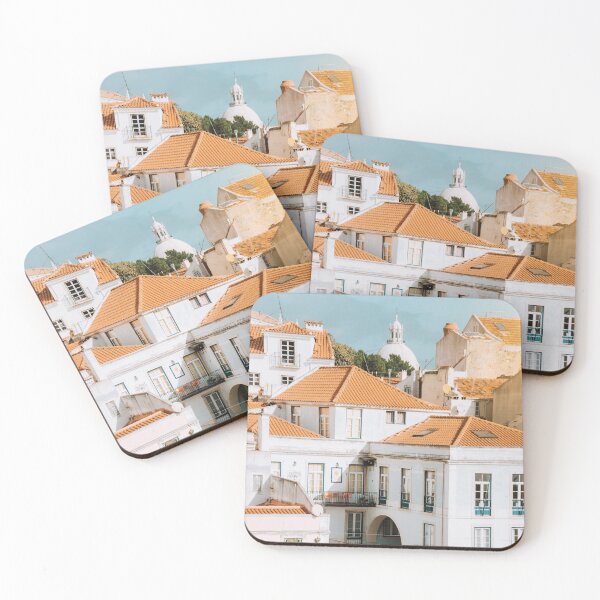 Item preview, Colorful red and white citycape of Lisbon designed and sold by TravelDrone.