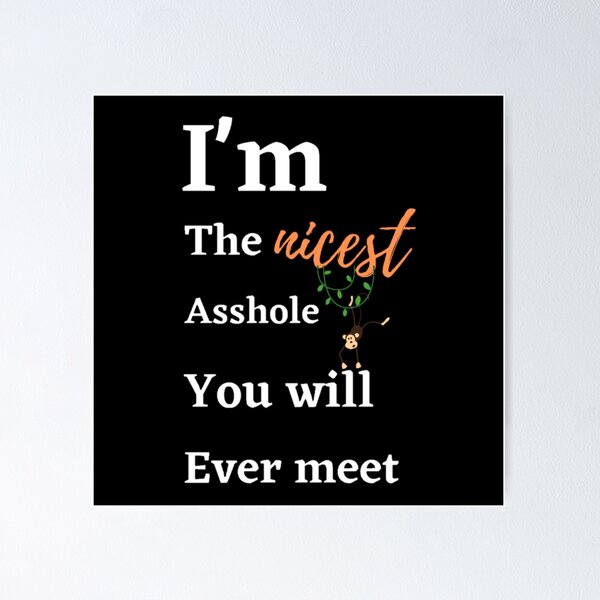 Aperçu de l'œuvre I'M THE NICEST ASSHOLE YOU WILL EVER MEET FUNNY T-SHIRT :LOVE MONKEY créée et vendue par YOU BA 1.
