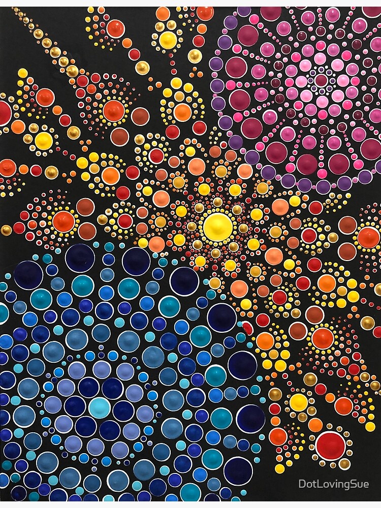 Order Bursting dot Mandala hand painted on black stretched canvas 8