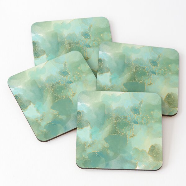 Item preview, Abstract Alcohol Ink Art Teal Green with Gold Accents designed and sold by Julie Erin Designs.