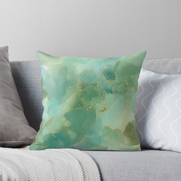 Item preview, Abstract Alcohol Ink Art Teal Green with Gold Accents designed and sold by Julie Erin Designs.