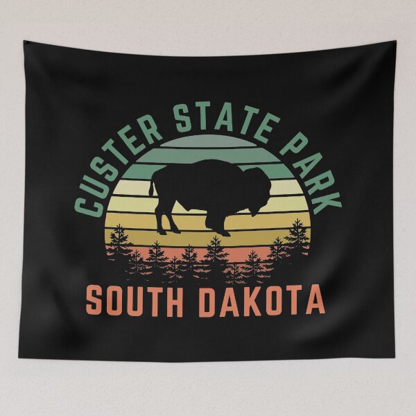 Item preview, Custer State Park South Dakota Buffalo Retro Sunset Black Hills Forest Sticker Shirt designed and sold by Pittsburgh 412 Steel City Yinzers.