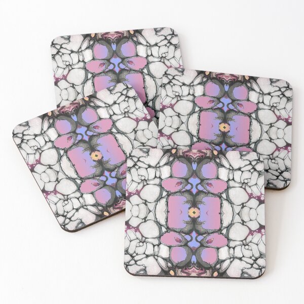 Item preview, Abstract Suminagashi Pink and Yellow Flowers with Rocks designed and sold by Akvauter.