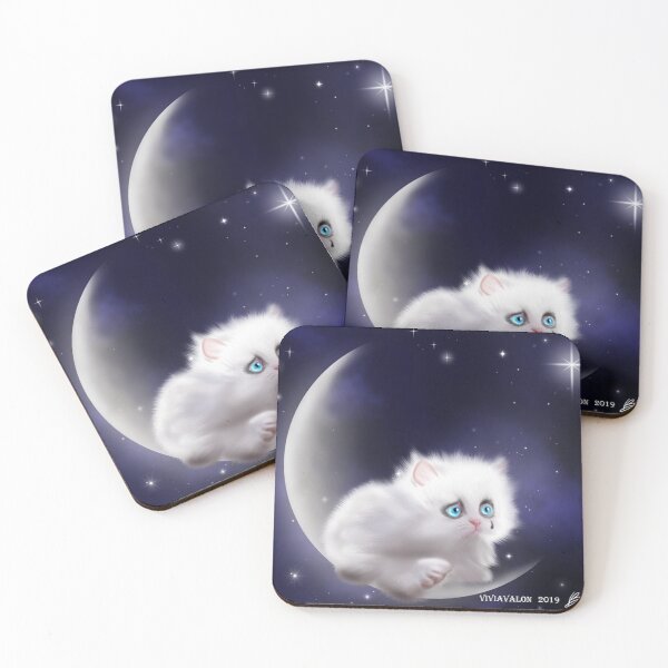 Item preview, Cat and moon designed and sold by Viviavalon Art.