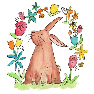 Artwork thumbnail, Springtime Rabbit Watercolor by KKDrawsALot