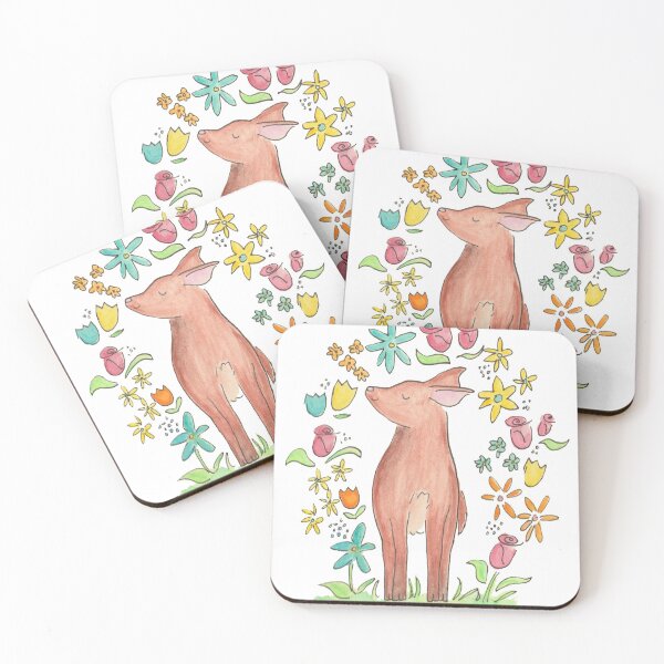 Item preview, Spring Deer with Flowers designed and sold by KKDrawsALot.