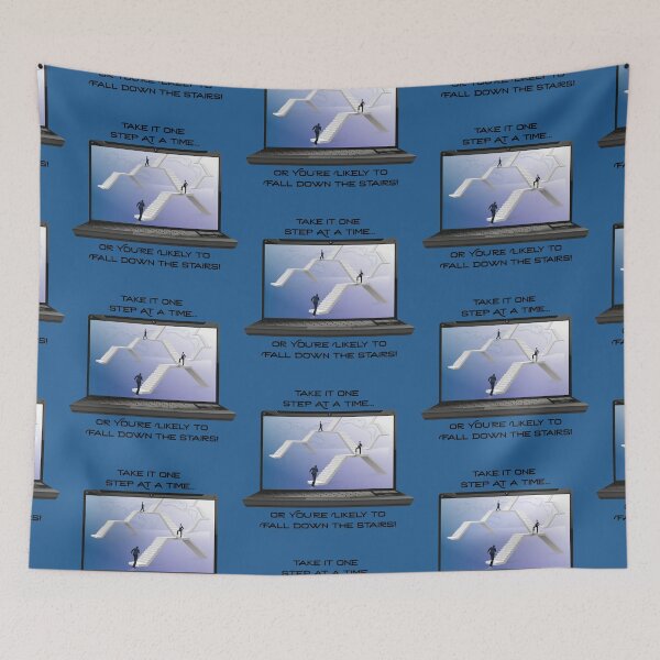 Item preview, Take it One Step at a Time...Stairs! (on Blue) designed and sold by PawsitiveMum.