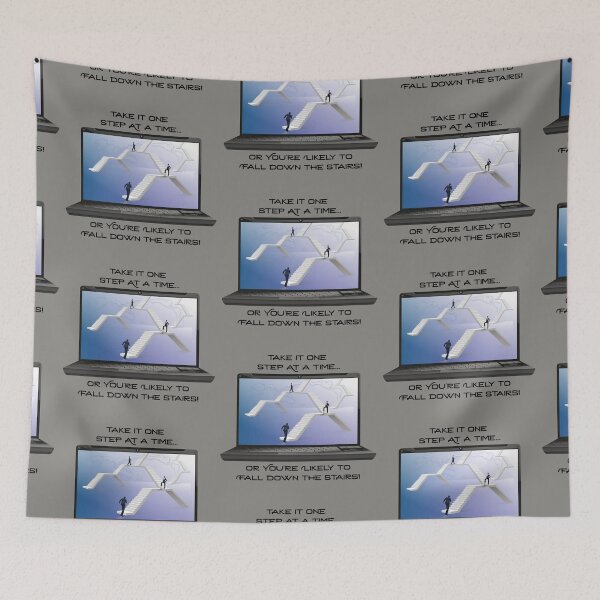 Item preview, Take it One Step at a Time...Stairs! (on Blue) designed and sold by PawsitiveMum.